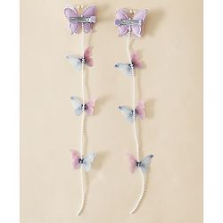 Babyhug Free Size Bow & Butterfly Clips - Purple