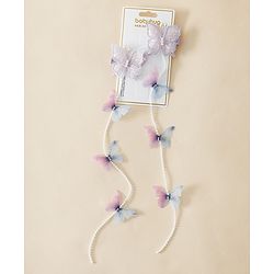 Babyhug Free Size Bow & Butterfly Clips - Purple