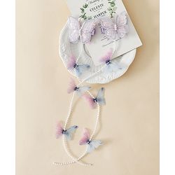 Babyhug Free Size Bow & Butterfly Clips - Purple