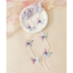 Babyhug Free Size Bow & Butterfly Clips - Purple