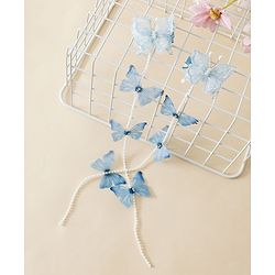 Babyhug Free Size  Bow & Butterfly Clips - Blue