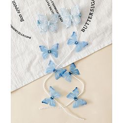 Babyhug Free Size  Bow & Butterfly Clips - Blue
