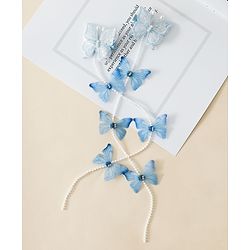 Babyhug Free Size  Bow & Butterfly Clips - Blue
