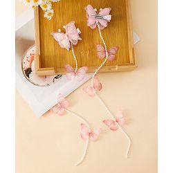 Babyhug Free Size Bow & Butterfly Clips - Pink