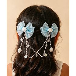 Babyhug Free Size Bow & Butterfly Clip - Blue