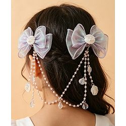 Babyhug Free Size Bow & Butterfly Clip - Purple