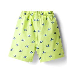 Babyhug Cotton Knit Half Sleeves Sea Life Printed Co-Ords T-Shirt & Shorts Night Suit - Lime Green