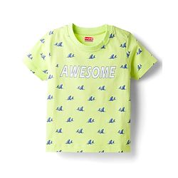 Babyhug Cotton Knit Half Sleeves Sea Life Printed Co-Ords T-Shirt & Shorts Night Suit - Lime Green