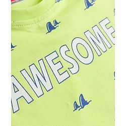 Babyhug Cotton Knit Half Sleeves Sea Life Printed Co-Ords T-Shirt & Shorts Night Suit - Lime Green