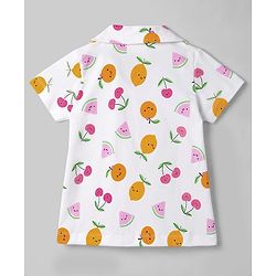 Babyhug 100% Cotton Knit Half Sleeves Tropical Theme Printed Co-Ords Shirt & Shorts Night Suit - White