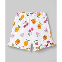 Babyhug 100% Cotton Knit Half Sleeves Tropical Theme Printed Co-Ords Shirt & Shorts Night Suit - White