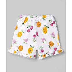 Babyhug 100% Cotton Knit Half Sleeves Tropical Theme Printed Co-Ords Shirt & Shorts Night Suit - White