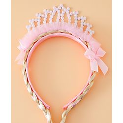 Babyhug Pearl Bead Crown Applique Hair Band - Pink