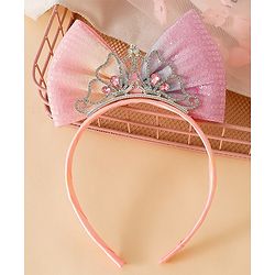 Babyhug Bow and Tiara Applique Hair Band- Pink