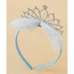 Babyhug Hair Band With Bow and Tiara Applique Free Size - Blue
