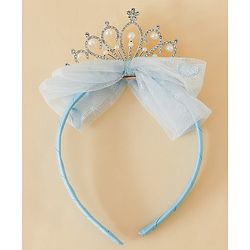 Babyhug Hair Band With Bow and Tiara Applique Free Size - Blue