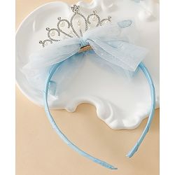 Babyhug Hair Band With Bow and Tiara Applique Free Size - Blue