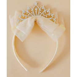 Babyhug Hair Band With Bow and Tiara Applique Free Size - Blue