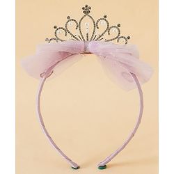 Babyhug Hair Band With Bow and Tiara Applique Free Size - Blue