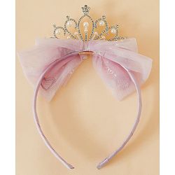 Babyhug Hair Band With Bow and Tiara Applique Free Size - Blue