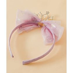 Babyhug Hair Band With Bow and Tiara Applique Free Size - Blue