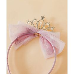 Babyhug Hair Band With Bow and Tiara Applique Free Size - Blue