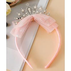 Babyhug Hair Band With Bow and Tiara Applique Free Size - Blue