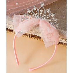 Babyhug Hair Band With Bow and Tiara Applique Free Size - Blue
