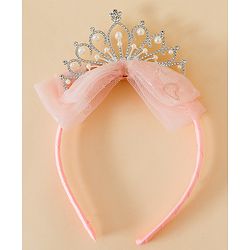 Babyhug Hair Band With Bow and Tiara Applique Free Size - Blue