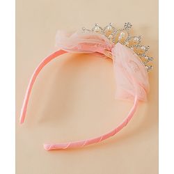 Babyhug Hair Band With Bow and Tiara Applique Free Size - Blue