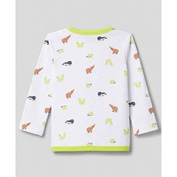 Babyhug 100% Cotton Knit Full Sleeves Animal & Stripe Printed Jhablas Pack of 3 - Green white & Pink