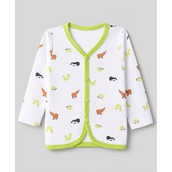 Babyhug 100% Cotton Knit Full Sleeves Animal & Stripe Printed Jhablas Pack of 3 - Green white & Pink