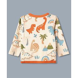 Babyhug 100% Cotton Interlock Knit Full Sleeves Stripe & Dinosaur Printed Jhablas Pack of 3 - Orange Blue & White