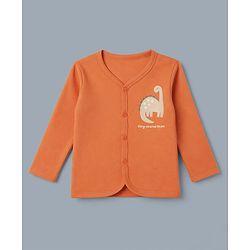 Babyhug 100% Cotton Interlock Knit Full Sleeves Stripe & Dinosaur Printed Jhablas Pack of 3 - Orange Blue & White