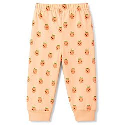 Babyhug 100% Cotton Knit Half Sleeves Tropical Theme Printed T-Shirt & Pyjama Night Suit - Peach
