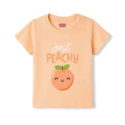 Babyhug 100% Cotton Knit Half Sleeves Tropical Theme Printed T-Shirt & Pyjama Night Suit - Peach