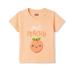 Babyhug 100% Cotton Knit Half Sleeves Tropical Theme Printed T-Shirt & Pyjama Night Suit - Peach