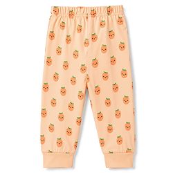 Babyhug 100% Cotton Knit Half Sleeves Tropical Theme Printed T-Shirt & Pyjama Night Suit - Peach