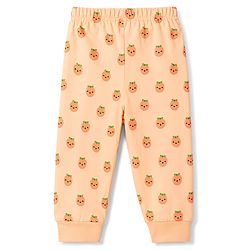Babyhug 100% Cotton Knit Half Sleeves Tropical Theme Printed T-Shirt & Pyjama Night Suit - Peach