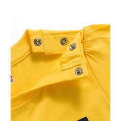 Babyhug 100% Cotton Knit Half Sleeves T-Shirt & Pyjama Night Suit With Text & Floral Print - Yellow