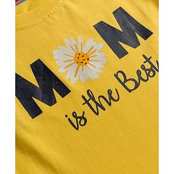 Babyhug 100% Cotton Knit Half Sleeves T-Shirt & Pyjama Night Suit With Text & Floral Print - Yellow