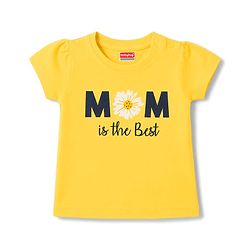 Babyhug 100% Cotton Knit Half Sleeves T-Shirt & Pyjama Night Suit With Text & Floral Print - Yellow