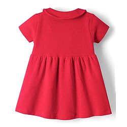 Babyhug Waffle Knit Half Sleeves Solid Textured Frock With Bloomer - Red