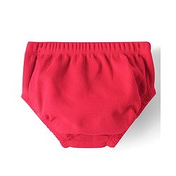 Babyhug Waffle Knit Half Sleeves Solid Textured Frock With Bloomer - Red