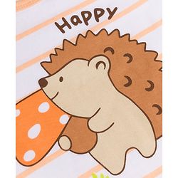 Babyhug 100% Cotton Interlock Knit Full Sleeves Striped Onesies With Animal Print Pack of 3 - White, Light Green & Orange