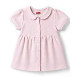 Babyhug Cotton Knit Frocks with Bloomer Half Sleeves Peter Pan Collar Pink  0-3 Months