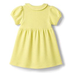 Babyhug Waffle Knit Half Sleeves Solid Frock With Bloomer - Yellow