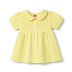 Babyhug Waffle Knit Half Sleeves Solid Frock With Bloomer - Yellow