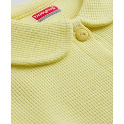 Babyhug Waffle Knit Half Sleeves Solid Frock With Bloomer - Yellow