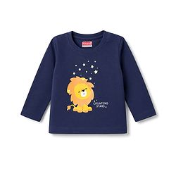Babyhug Cotton Knit Full Sleeves Lion Printed T-Shirt & Pyjama Night Suit with Glow In Dark Effect - Navy